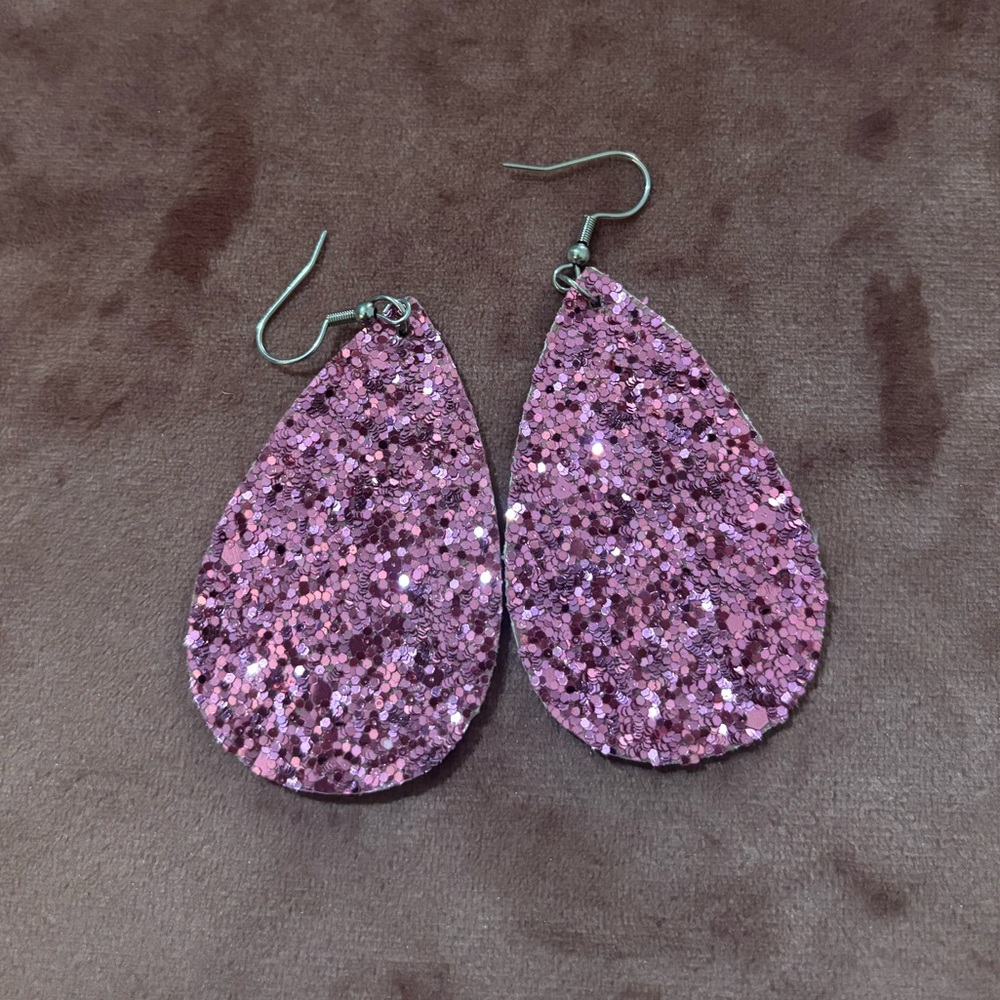 Pink Glitter Earrings